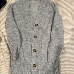 Quince Wool/Alpaca Blend Boyfriend Gray Cardigan